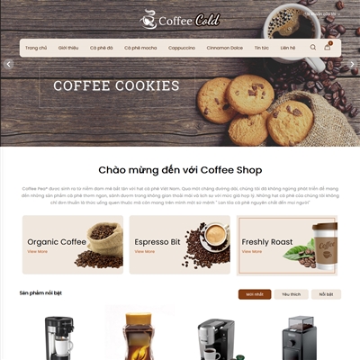 Mẫu website cafe mã 2001